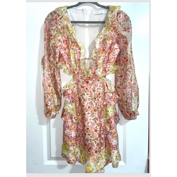 Zimmermann Floral Mini Dress - Pink and Yellow - Picture 4 of 13